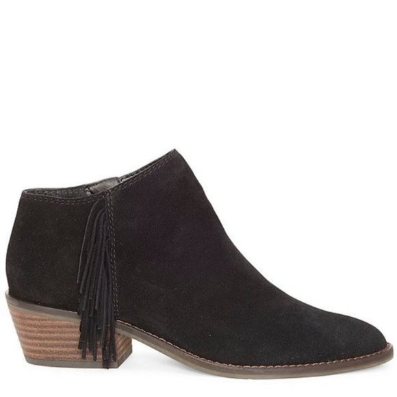 LUCKY BRAND FELISIE BLACK FRINGE BOOTIES NWOB - Picture 1 of 3